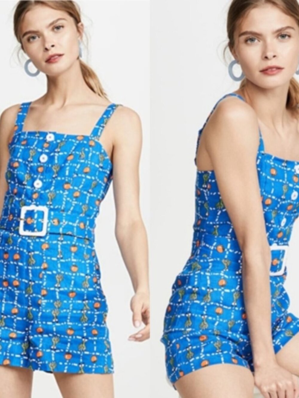 Staud Women's Blue and White Playsuit-romper - Picture 7 of 7